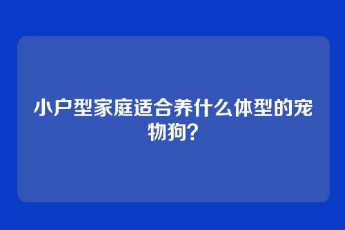 小户型家庭适合养什么体型的宠物狗？