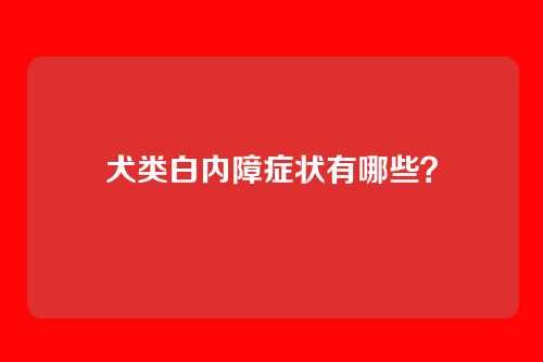 犬类白内障症状有哪些？