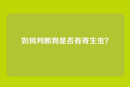 如何判断狗是否有寄生虫？