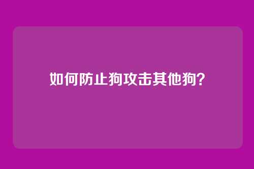 如何防止狗攻击其他狗？