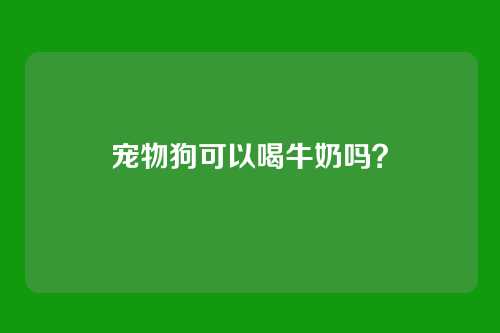 宠物狗可以喝牛奶吗？