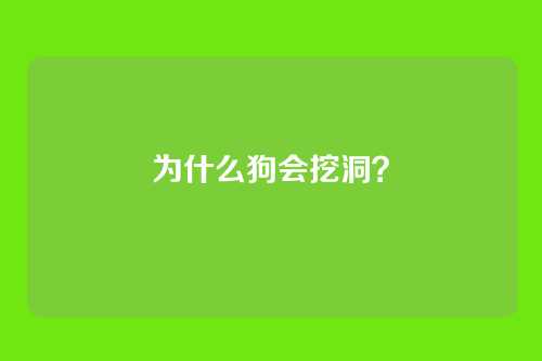 为什么狗会挖洞？