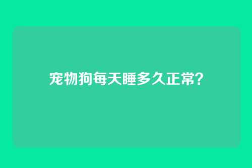 宠物狗每天睡多久正常？