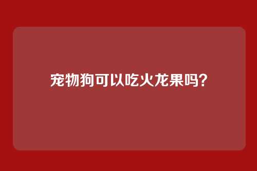 宠物狗可以吃火龙果吗？