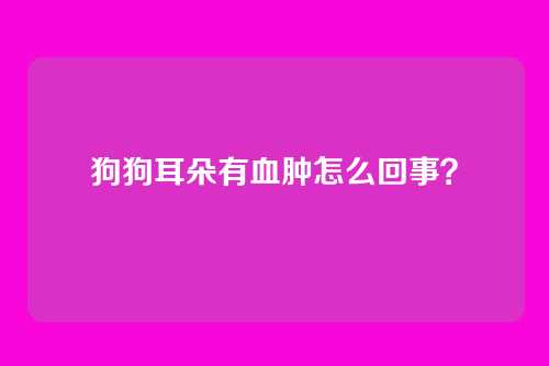 狗狗耳朵有血肿怎么回事？