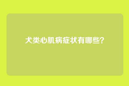 犬类心肌病症状有哪些？