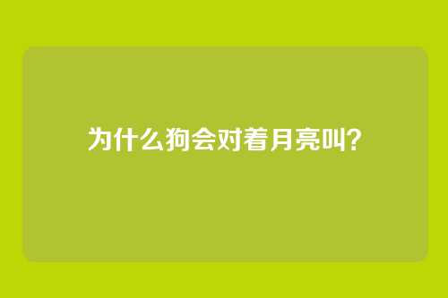 为什么狗会对着月亮叫？