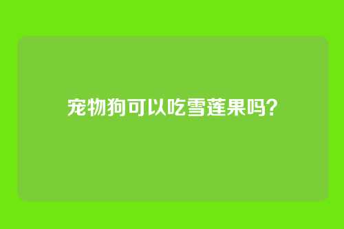 宠物狗可以吃雪莲果吗？