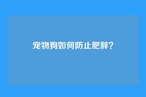宠物狗如何防止肥胖？