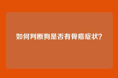 如何判断狗是否有骨癌症状？