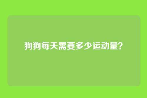 狗狗每天需要多少运动量？