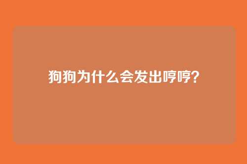 狗狗为什么会发出哼哼？