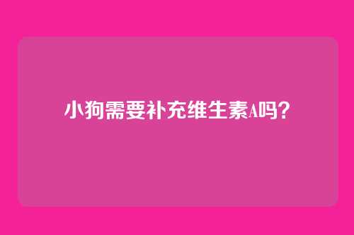 小狗需要补充维生素A吗？
