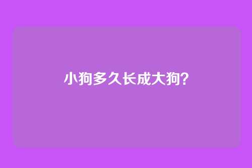 小狗多久长成大狗？