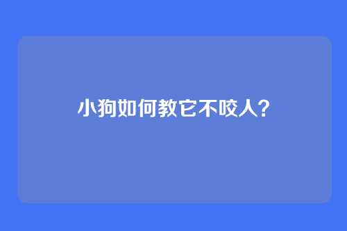 小狗如何教它不咬人？