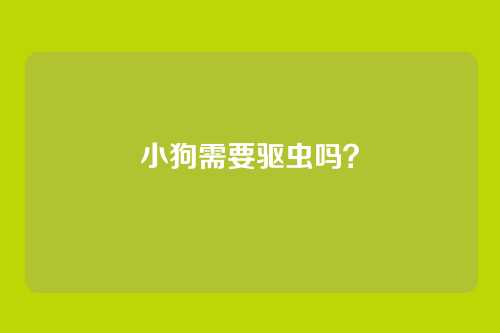 小狗需要驱虫吗？