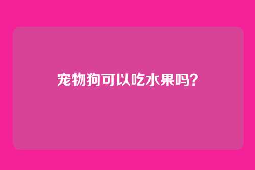 宠物狗可以吃水果吗？