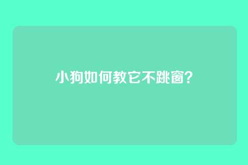 小狗如何教它不跳窗？