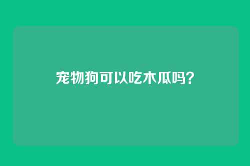 宠物狗可以吃木瓜吗？