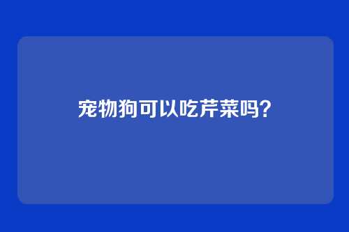 宠物狗可以吃芹菜吗？