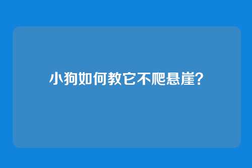小狗如何教它不爬悬崖？