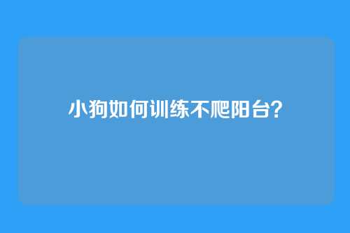 小狗如何训练不爬阳台？