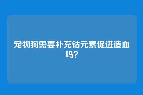 宠物狗需要补充钴元素促进造血吗？