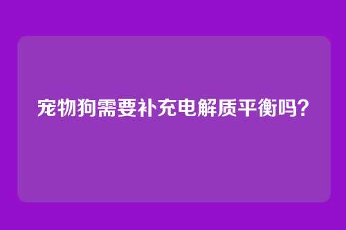 宠物狗需要补充电解质平衡吗？