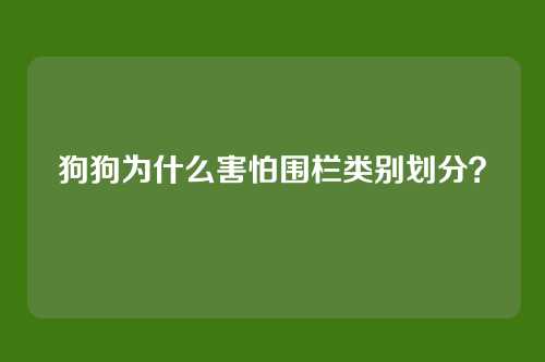 狗狗为什么害怕围栏类别划分？