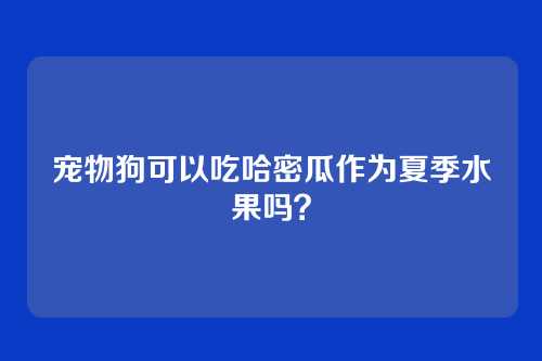 宠物狗可以吃哈密瓜作为夏季水果吗？