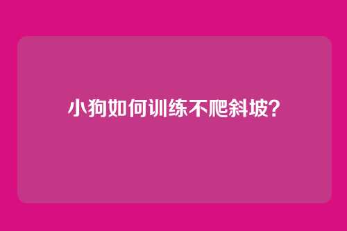 小狗如何训练不爬斜坡？