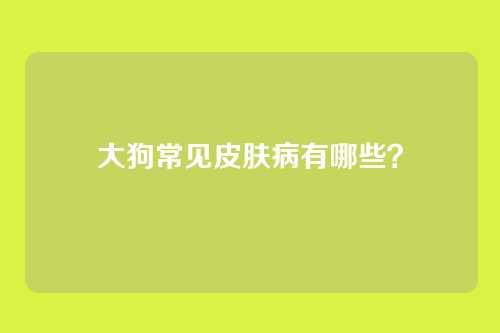 大狗常见皮肤病有哪些？