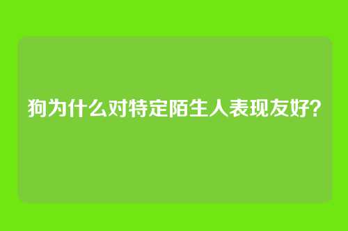 狗为什么对特定陌生人表现友好？