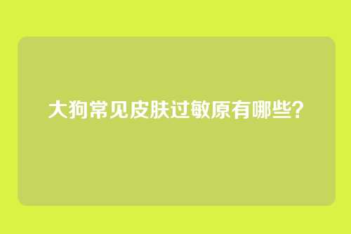 大狗常见皮肤过敏原有哪些？