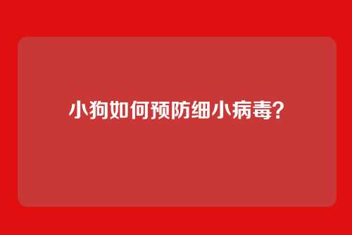 小狗如何预防细小病毒？