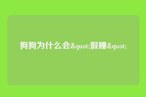 狗狗为什么会"假睡"