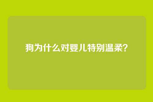 狗为什么对婴儿特别温柔？