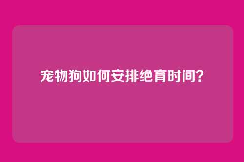 宠物狗如何安排绝育时间？