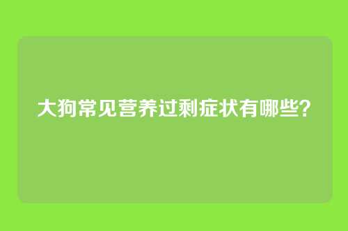 大狗常见营养过剩症状有哪些？