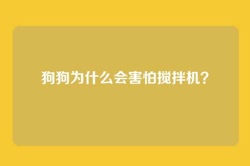 狗狗为什么会害怕搅拌机?