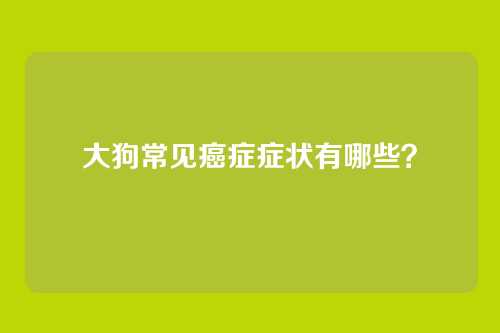 大狗常见癌症症状有哪些？