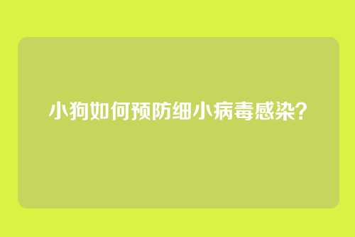 小狗如何预防细小病毒感染？