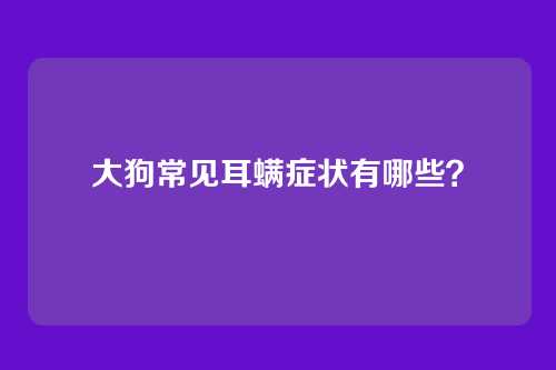 大狗常见耳螨症状有哪些？