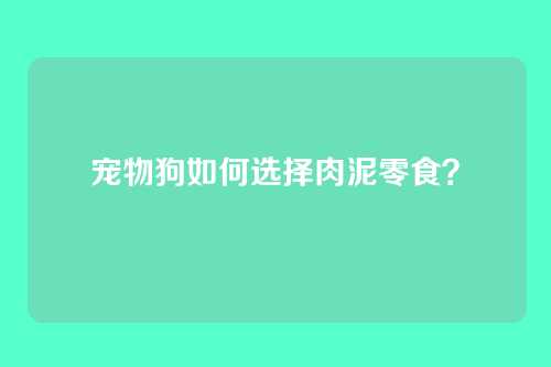 宠物狗如何选择肉泥零食？