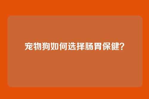 宠物狗如何选择肠胃保健？