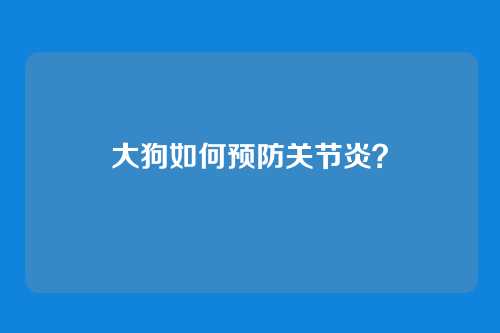 大狗如何预防关节炎？
