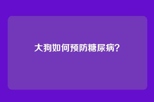 大狗如何预防糖尿病？