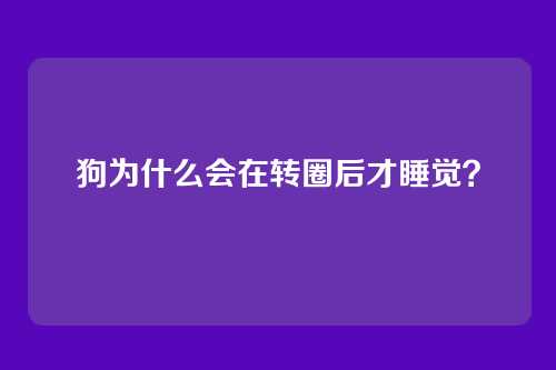 狗为什么会在转圈后才睡觉？
