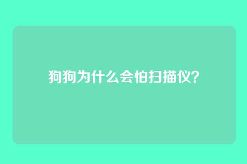 狗狗为什么会怕扫描仪？