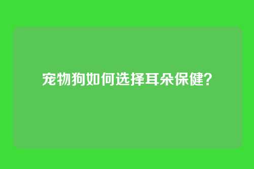 宠物狗如何选择耳朵保健？